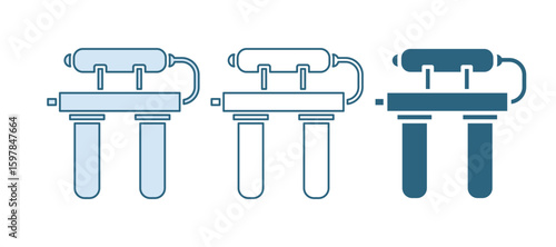 Blue Water filter icon isolated on white background. System for filtration of water. Reverse osmosis system. Vector