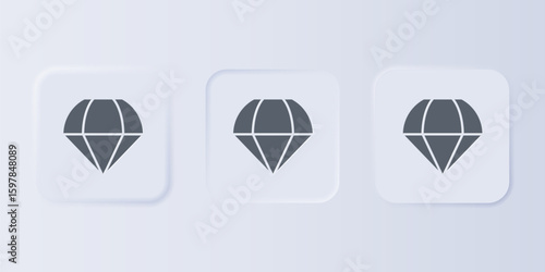 Grey Parachute icon isolated on grey background. Set icons in square buttons. Vector