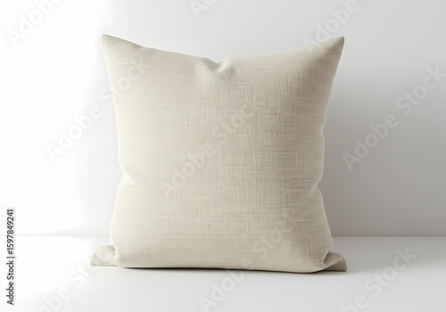 Cream Textured Pillow: Elegant Home Decor, Neutral Cushion, Soft Linen Look