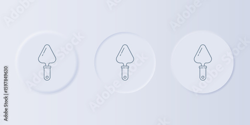 Grey Trowel icon isolated on grey background. Set icons in square buttons. Vector