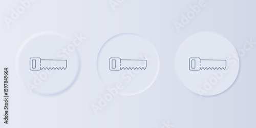 Grey Hand saw icon isolated on grey background. Set icons in square buttons. Vector