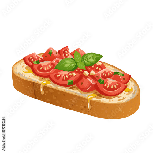 Delicious bruschetta with fresh tomatoes and basil