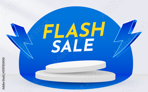 Flash Sale or mega sale banner. Colorful discount sale podium banner. Vector illustration