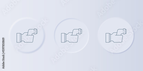 Grey Digital contactless thermometer with infrared light for medical examination icon isolated on grey background. Checking body temperature. Set icons in square buttons. Vector