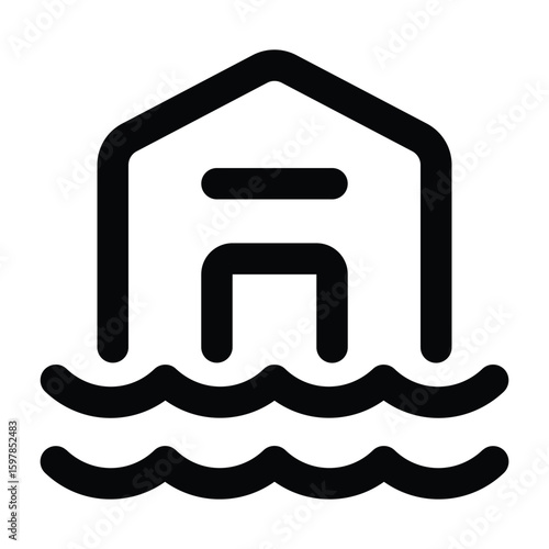 Simple Flood outline icon. The icon can be used for websites, print templates, presentation templates, illustrations, etc