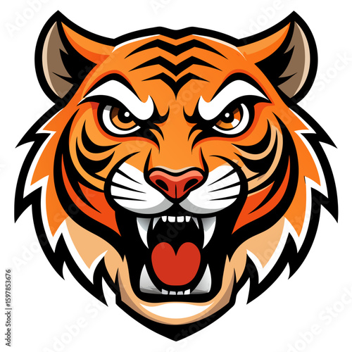 Fierce Stylized Tiger Head Illustration.

