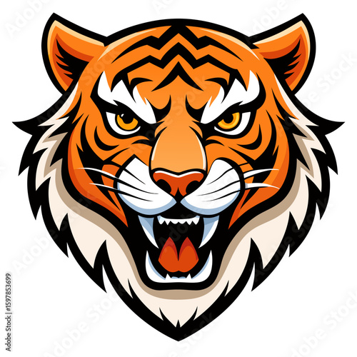 Fierce Stylized Tiger Head Illustration.

