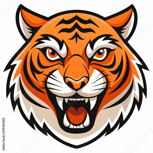 Fierce Stylized Tiger Head Illustration.

