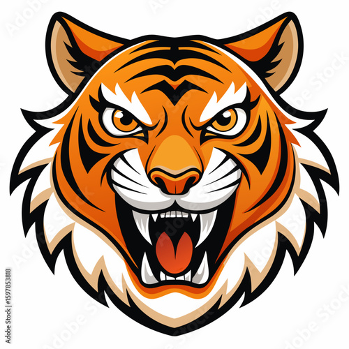 Fierce Stylized Tiger Head Illustration.

