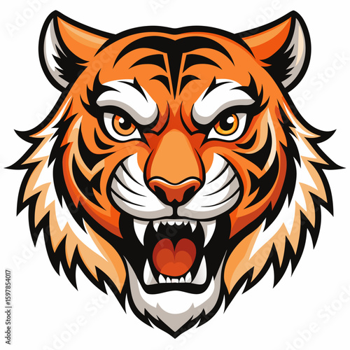 Fierce Stylized Tiger Head Illustration.

