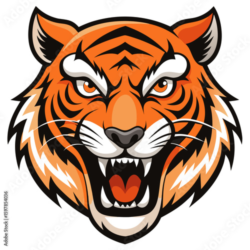 Fierce Stylized Tiger Head Illustration.

