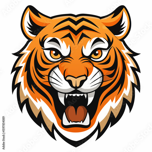 Fierce Stylized Tiger Head Illustration.

