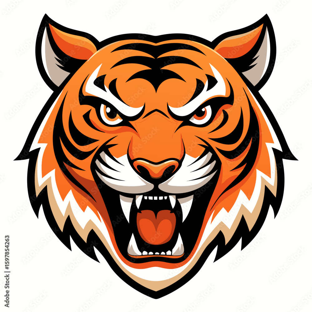 Obraz premium Fierce Stylized Tiger Head Illustration.