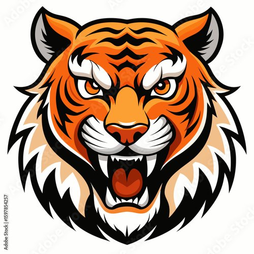Fierce Stylized Tiger Head Illustration.

