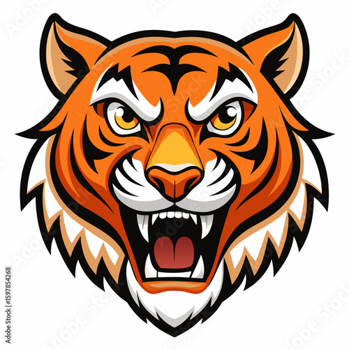 Fierce Stylized Tiger Head Illustration.

