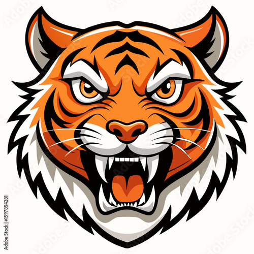 Fierce Stylized Tiger Head Illustration.

