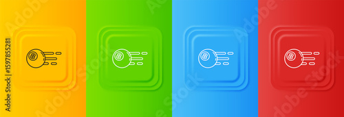 White Billiard pool snooker ball with number 8 icon isolated on colorful background. Set icons in square buttons. Vector