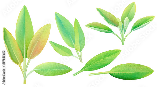 Organic Sage Leaves Composition – Watercolor PNG