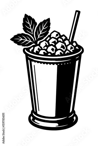 Mint Julep Cocktail Drink Icon Vector - Refreshing Southern Beverage