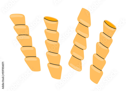 Italian pasta. Pasta fusilli. Italian fast food icon. Hand drawn flat vector illustration isolated on white background