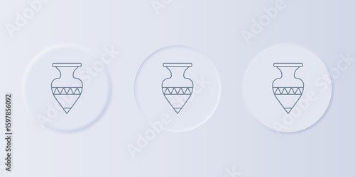 Grey Ancient amphorae icon isolated on grey background. Set icons in square buttons. Vector
