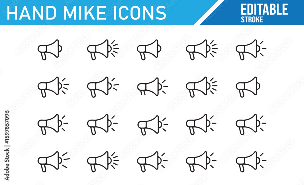 Naklejka premium Microphone Icon Set Representing Broadcasting, Speech, and Public Address