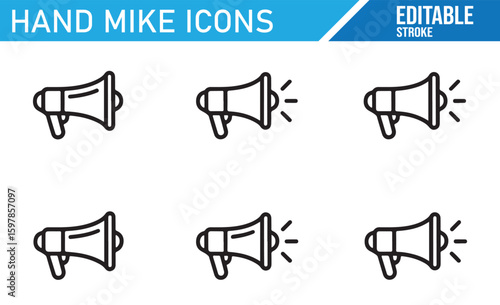Set of Handheld Microphone Icons for Performance, Interview, and Media Projects
