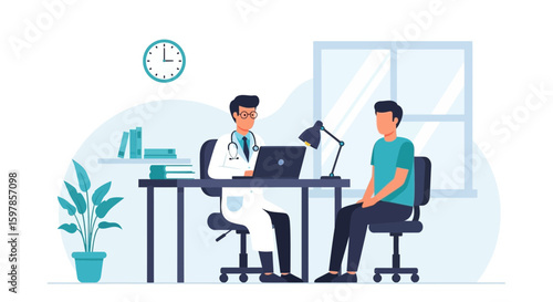 Doctor Consultation With Patient In Office Clinic Healthcare Professional Setting