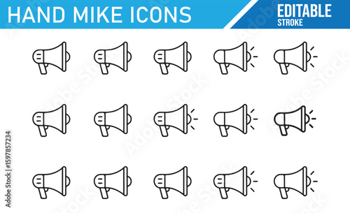 Icons of Handheld Microphones for Radio, Interview, and Public Speaking
