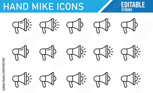 Collection of Microphone Icons Representing Public Speaking and Media