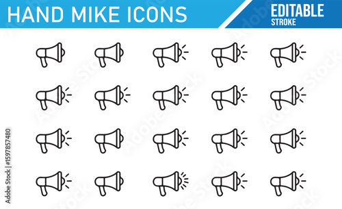 Set of Handheld Microphone Icons for Event and Broadcasting Themes