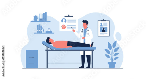 Doctor Explaining Diagnosis To Patient Medical Consultation In Clinic