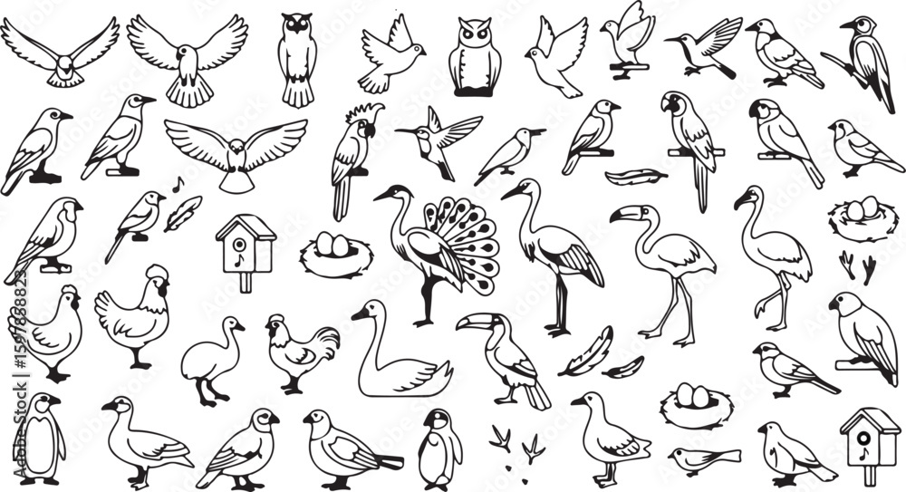 Obraz premium Editable Birds Vector Icons