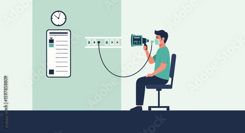 Lung Function Assessment Medical Examination with Mask in Clinic Setting