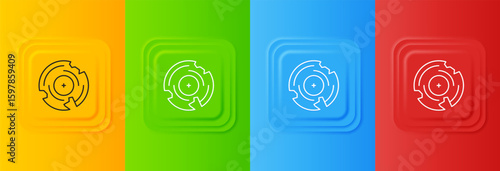 White Vinyl disk icon isolated on colorful background. Set icons in square buttons. Vector
