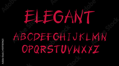 Elegant Sharp Brush Font – Red Uppercase Typeface with Pointed Edges for Horror Titles, Gothic Posters, Dramatic Branding, or Halloween Typography Projects