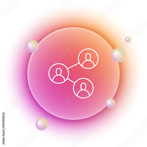 White BFF or best friends forever icon isolated on white background. Orange and pink gradient circle background. Vector