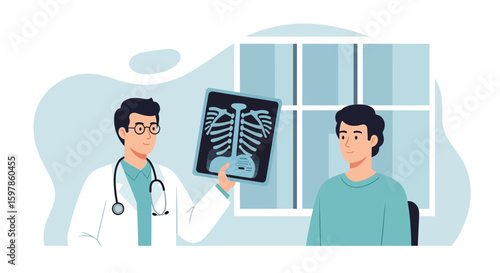 Doctor Shows Patient An X-Ray Diagnosis In Consultation Healthcare Scene