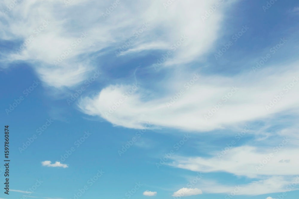 Obraz premium Blue sky with beautiful white clouds. Sky with cumulus and cirrocumulus clouds.