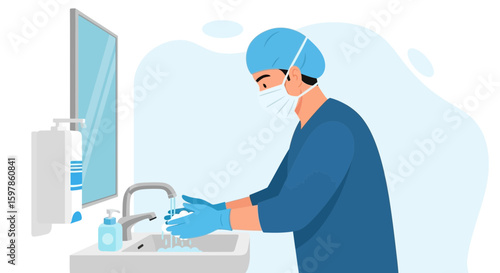 Doctor Washing Hands For Disinfection Hygiene To Avoid Coronavirus Pandemic