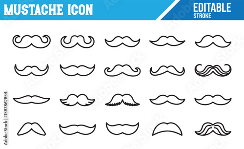 Set of Iconic Mustaches for Men's Fashion and Facial Hair Design Projects