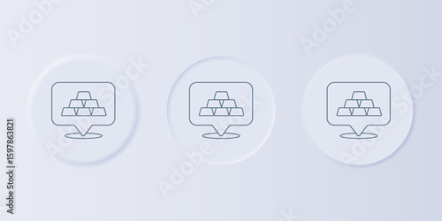 Grey Gold bars icon isolated on grey background. Banking business concept. Set icons in square buttons. Vector