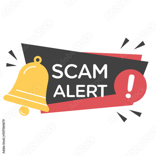 Scam Alert Yellow Popup Message Flat Vector Design

