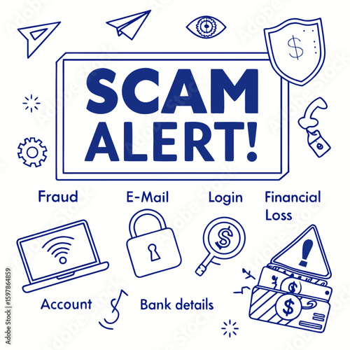 Scam Alert Illustrated Warning Notice Poster Design

