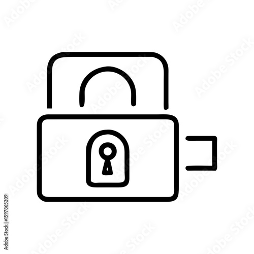 Lock icon in simple line style representing security and privacy  