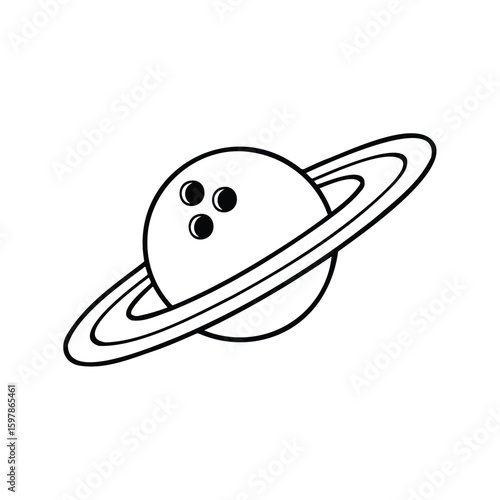 Illustration of a simple doodle bowling ball with a Saturn ring