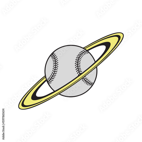 Illustration of a baseball with a Saturn ring