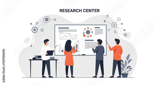 Business Presentation In The Office At The Research Center Data Analysis