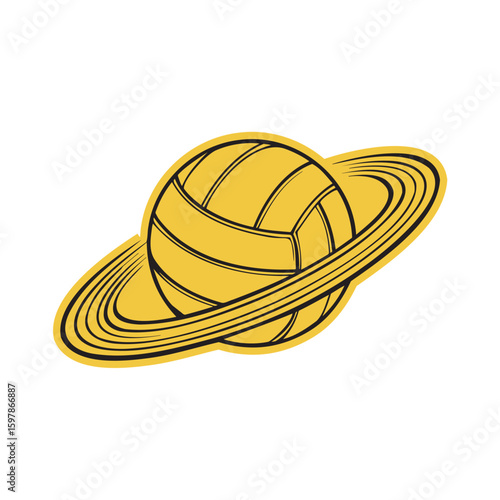 Illustration of a simple doodle volleyball with a Saturn ring