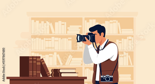 Capturing Knowledge Photographer Preserving Literary Treasures With Camera